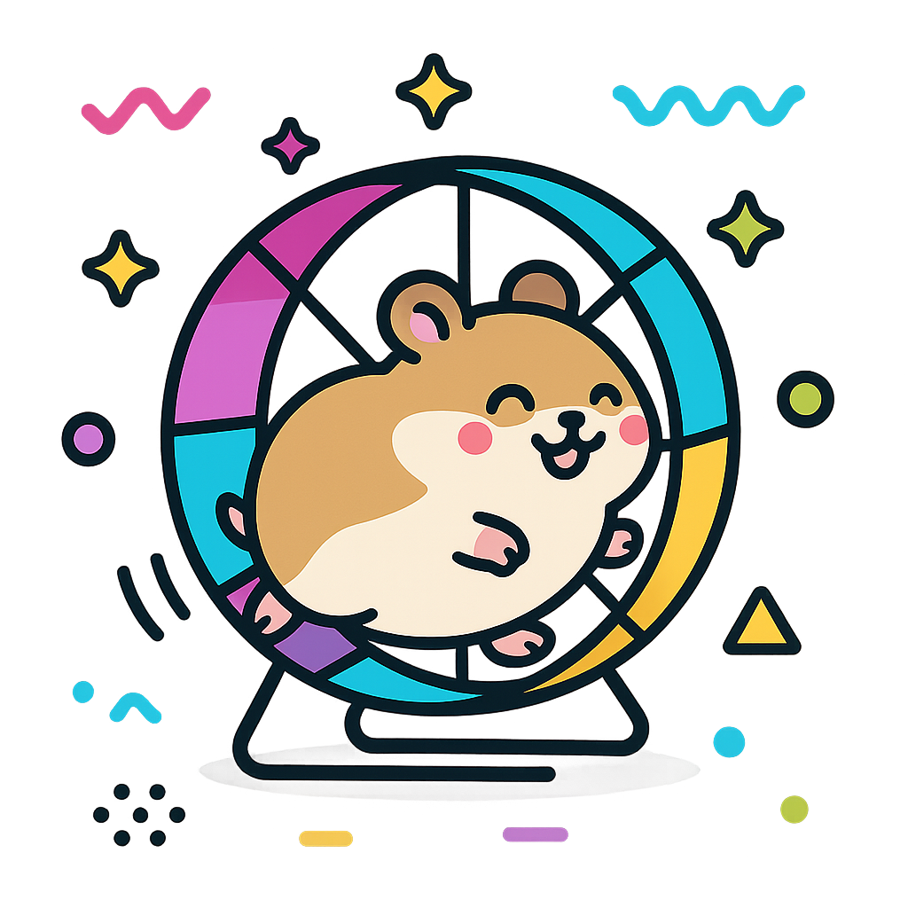 Illustration of Hamster on spinning wheel