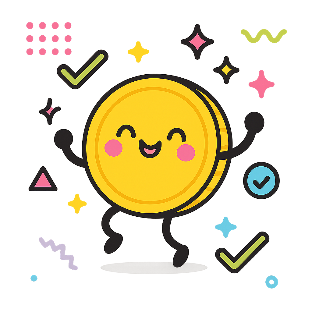 Illustration of Happy coin completes payment