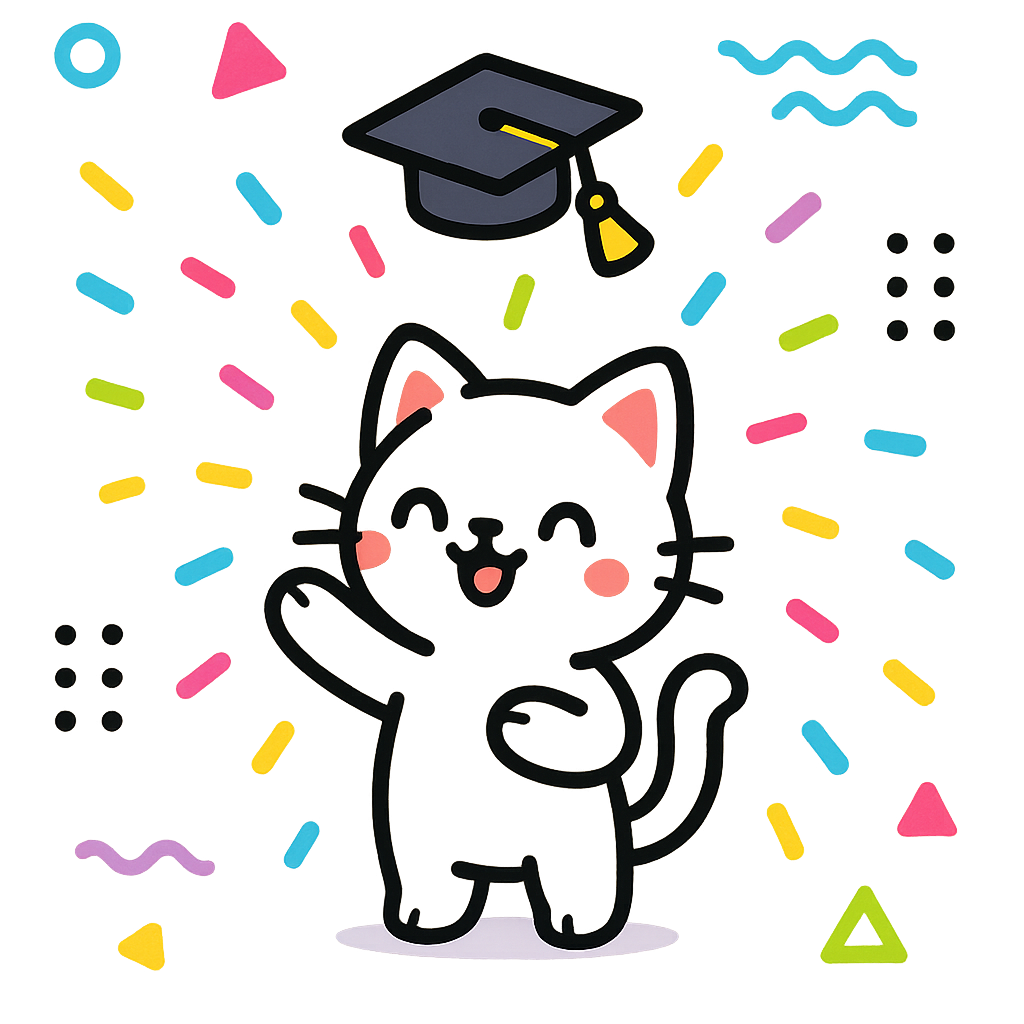 Illustration of Cat celebrates graduation